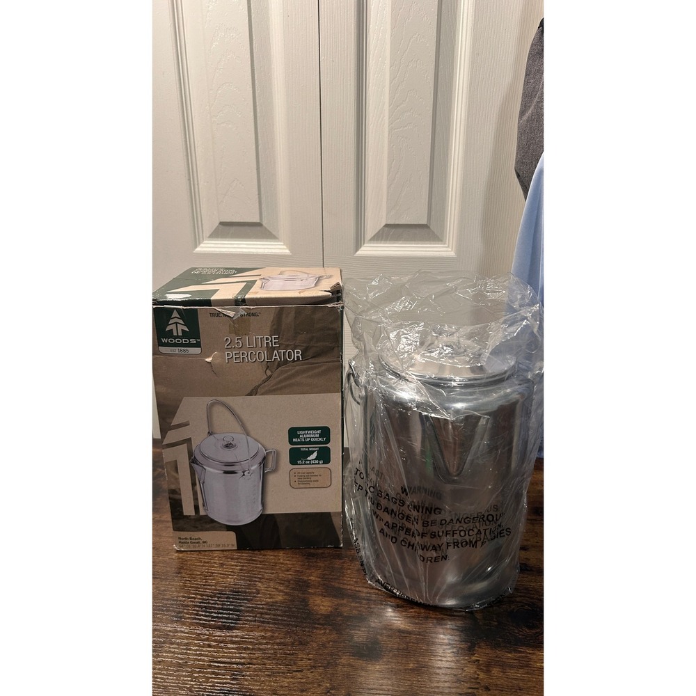 Woods Percolator Unisex 2.5L Silver Aluminum Camping Coffee Pot Outdoor Style